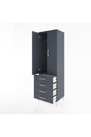Hyperion Dolap Tek Raflı 4 Çekmeceli Tek Askılı 60x44x195 - S59M106V5B