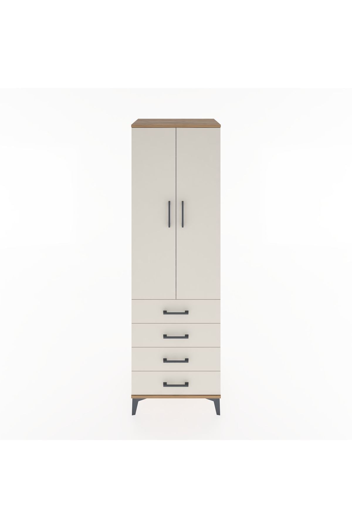 Hyperion Dolap Tek Raflı 4 Çekmeceli Tek Askılı 60x44x195 - S59M106V7B