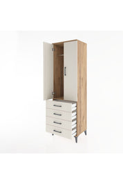 Hyperion Dolap Tek Raflı 4 Çekmeceli Tek Askılı 60x44x195 - S59M106V7B