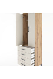 Hyperion Dolap Tek Raflı 4 Çekmeceli Tek Askılı 60x44x195 - S59M106V7B