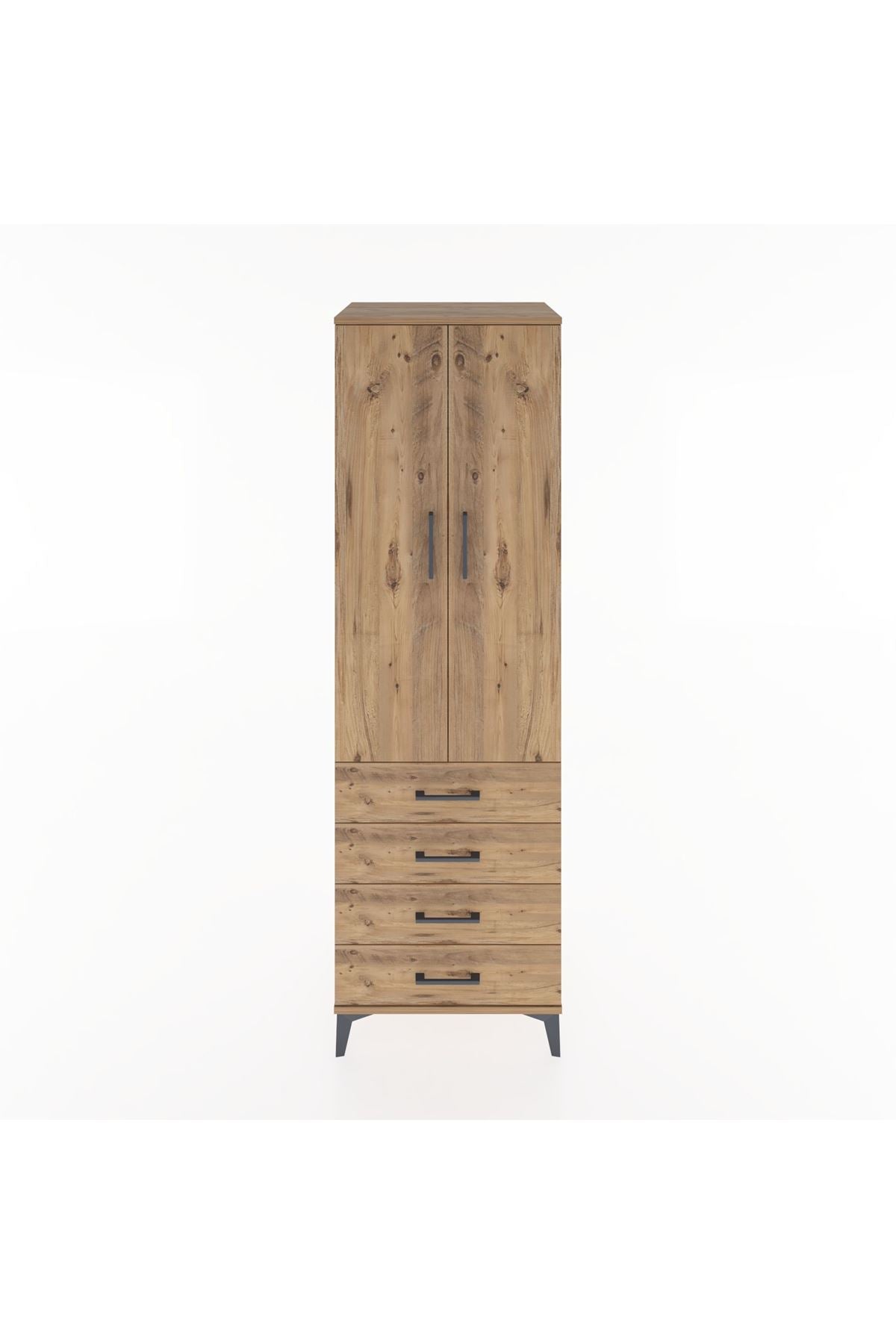 Hyperion Dolap Tek Raflı 4 Çekmeceli Tek Askılı 60x44x195 - S59M106V9B