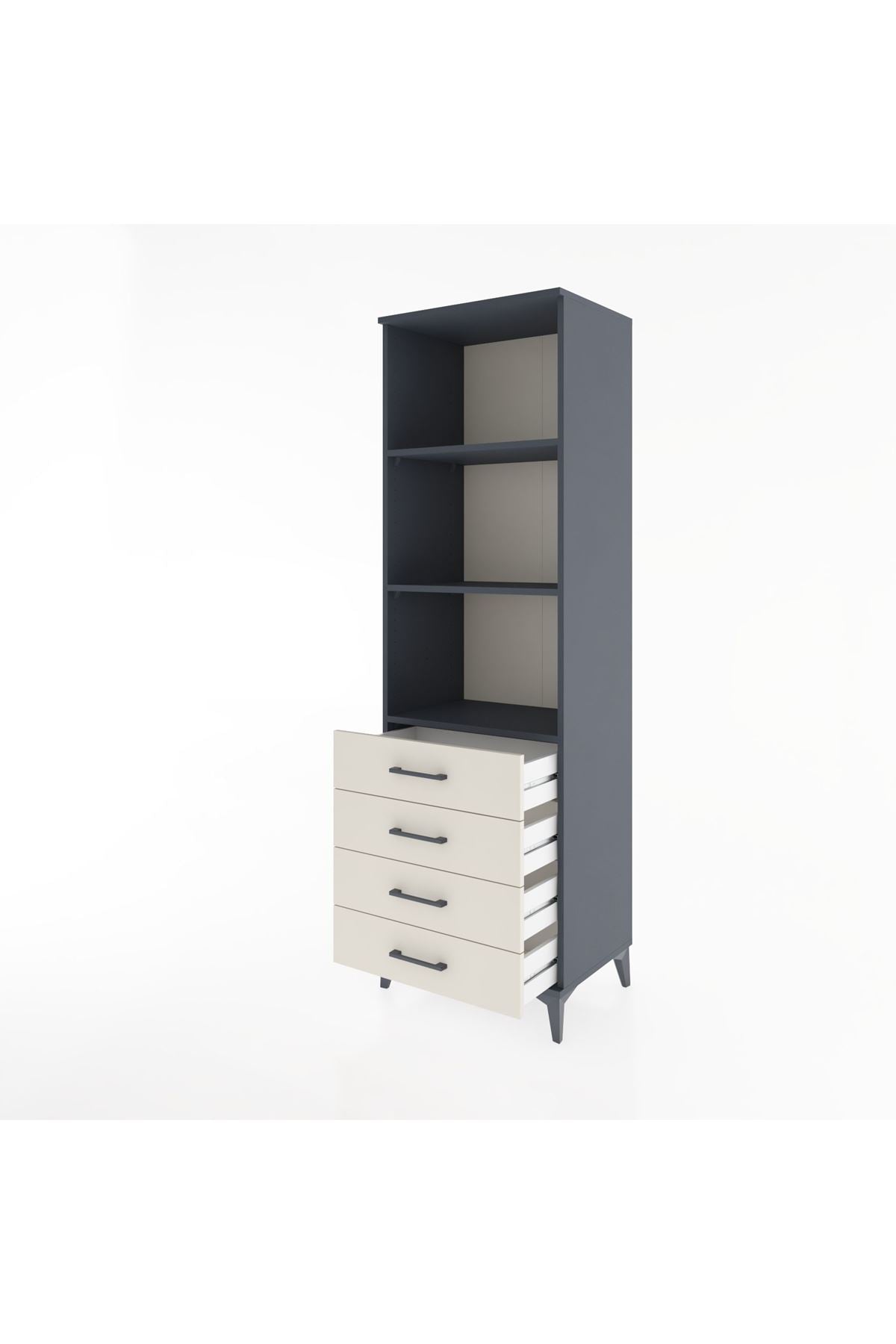 Hyperion Dolap 3 Raflı 4 Çekmeceli 60x44x195 - S59M108V4B