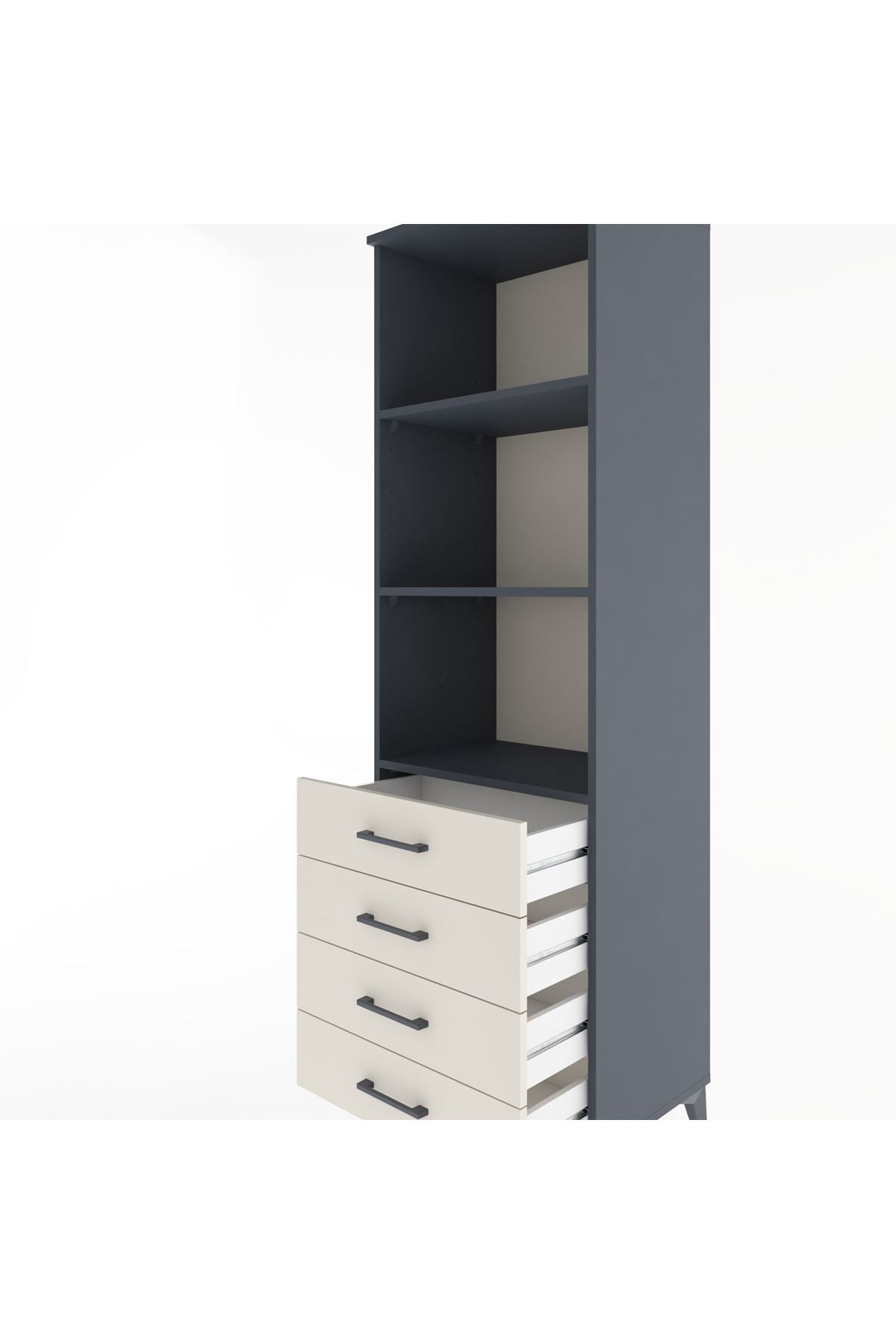 Hyperion Dolap 3 Raflı 4 Çekmeceli 60x44x195 - S59M108V4B