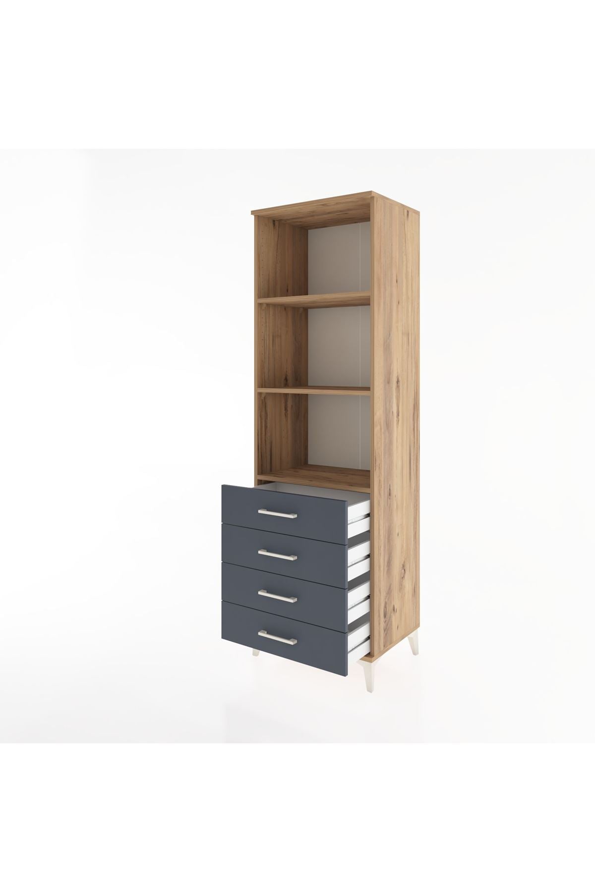 Hyperion Dolap 3 Raflı 4 Çekmeceli 60x44x195 - S59M108V8B