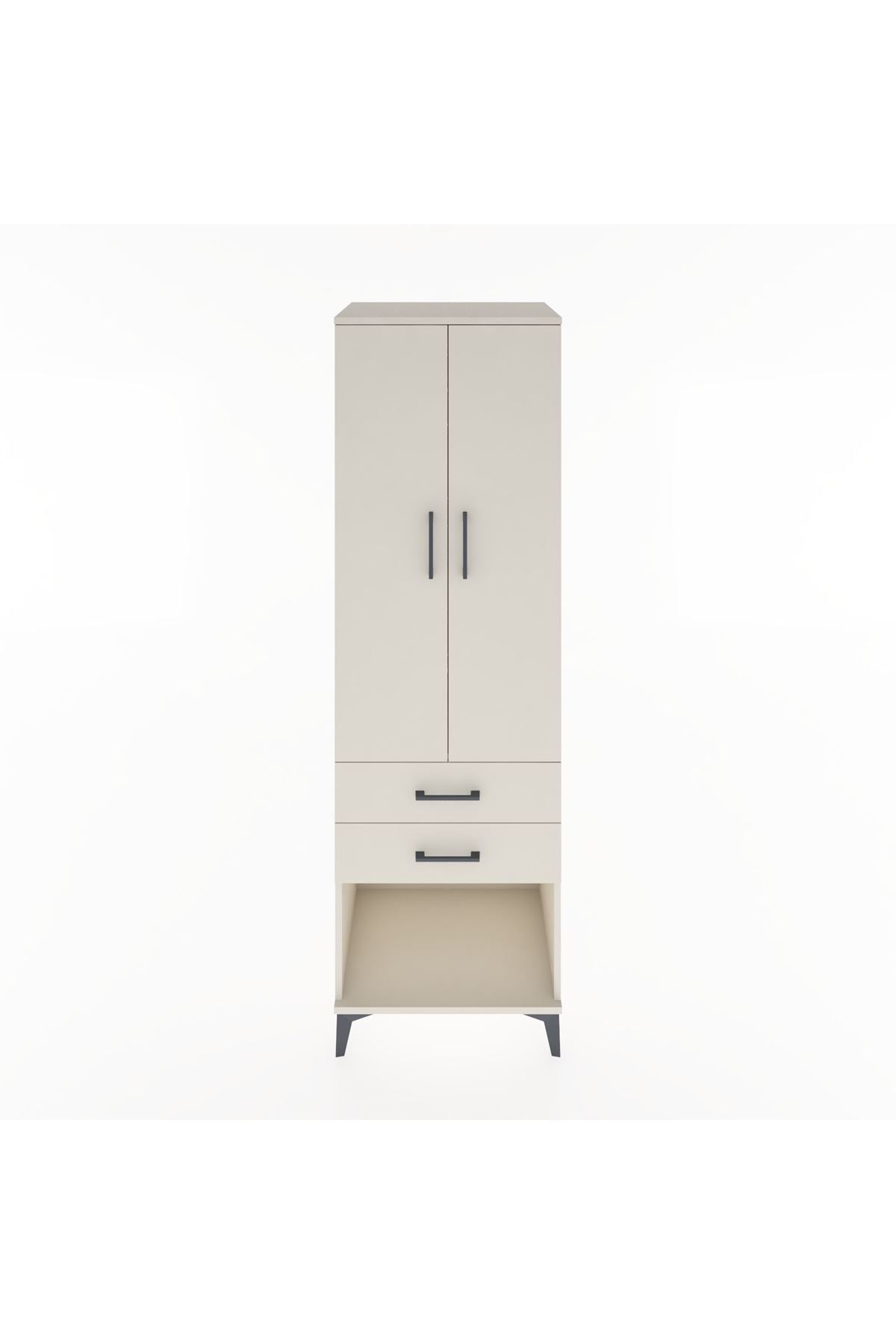 Hyperion Dolap Tek Raflı 2 Çekmeceli Tek Askılı 60x44x195 - S59M109V1B