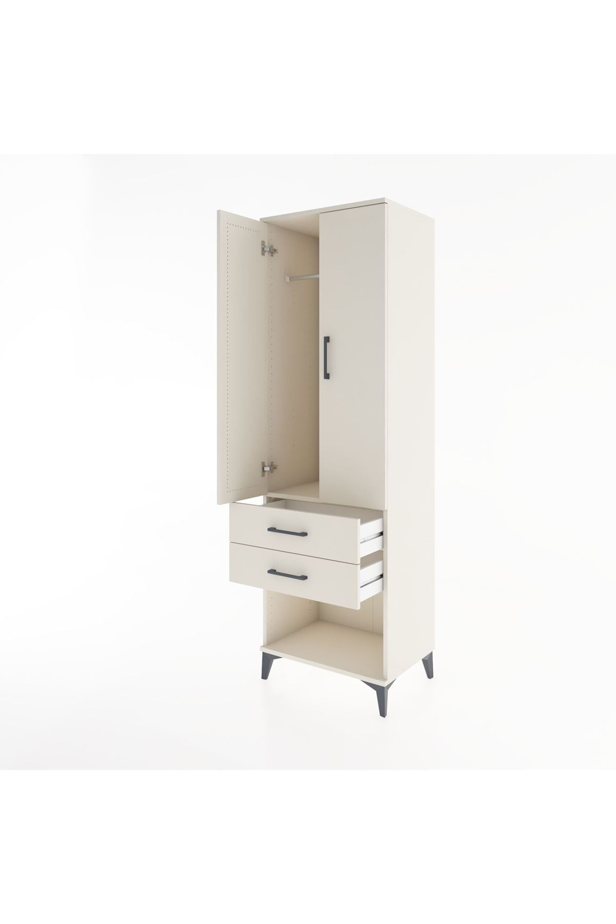 Hyperion Dolap Tek Raflı 2 Çekmeceli Tek Askılı 60x44x195 - S59M109V1B
