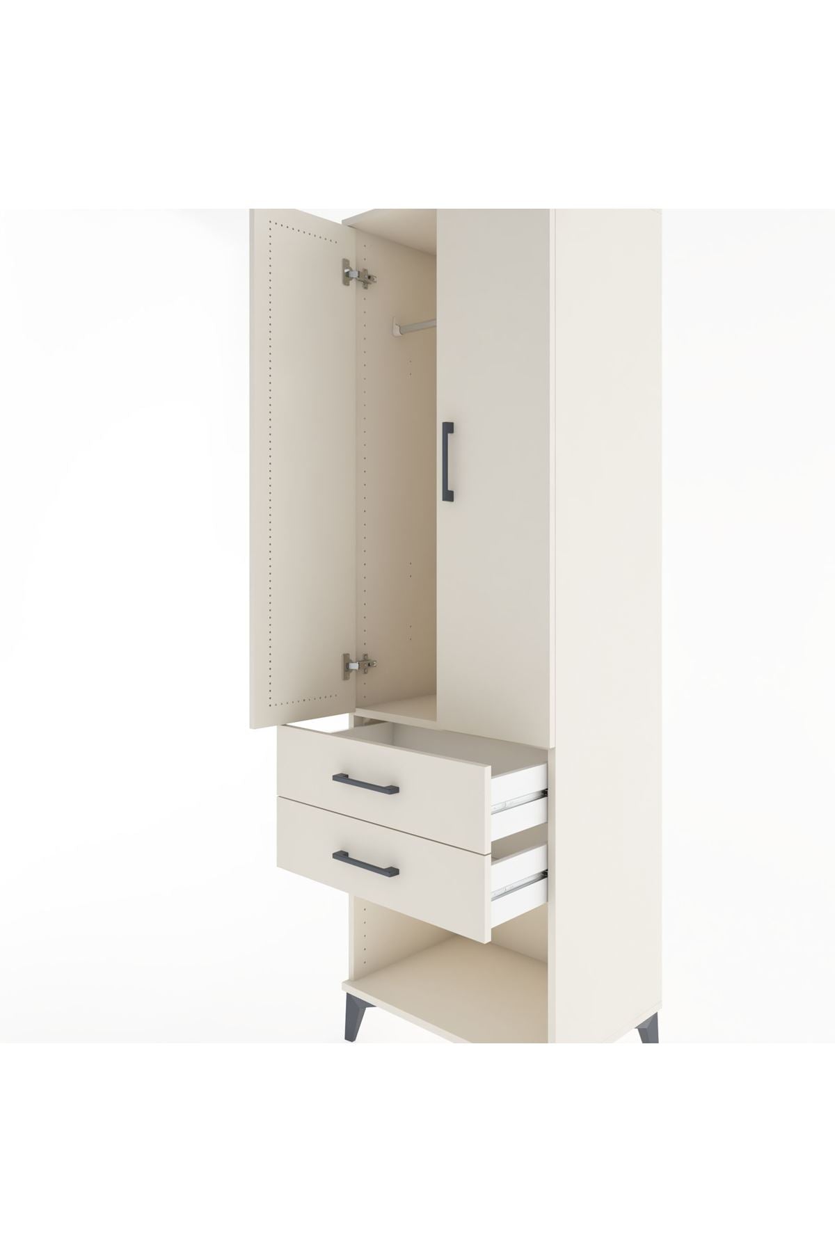 Hyperion Dolap Tek Raflı 2 Çekmeceli Tek Askılı 60x44x195 - S59M109V1B