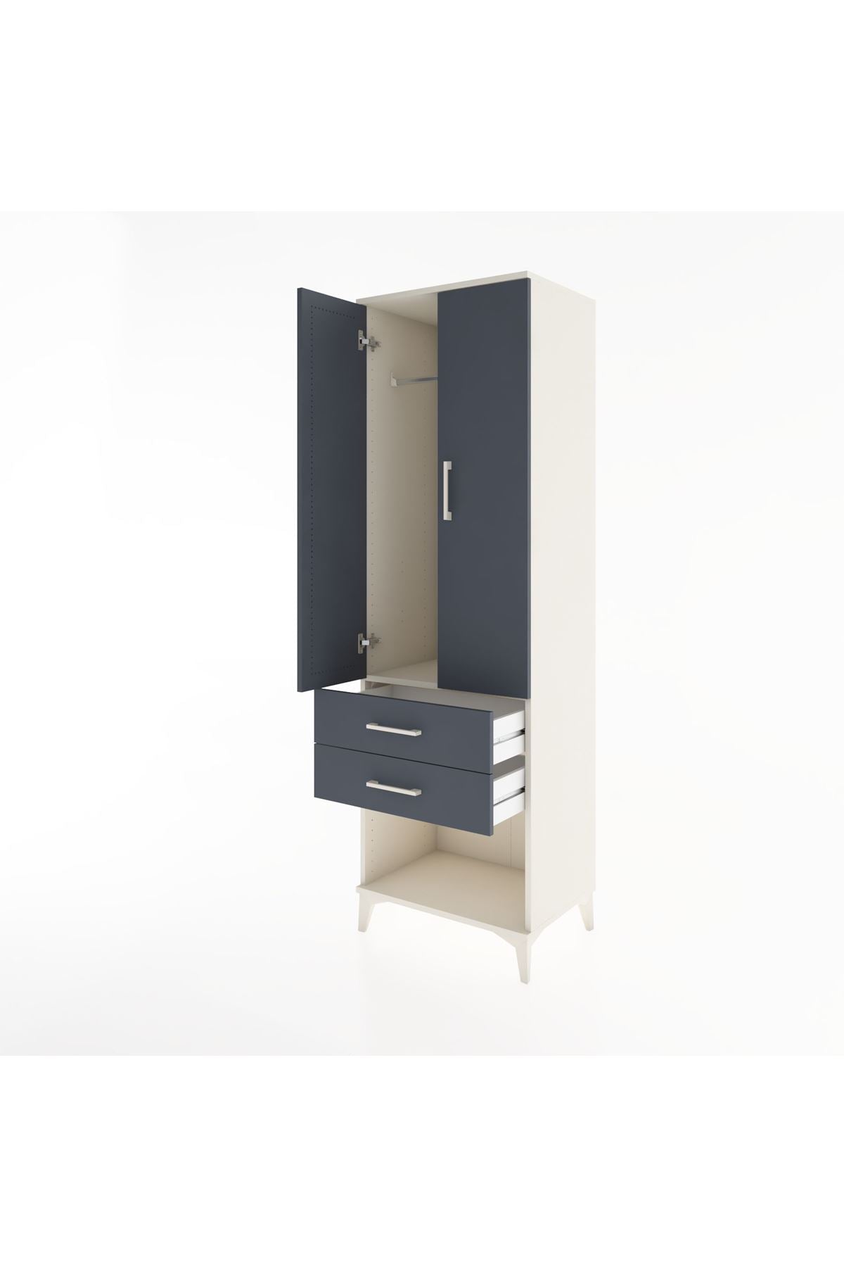 Hyperion Dolap Tek Raflı 2 Çekmeceli Tek Askılı 60x44x195 - S59M109V2B