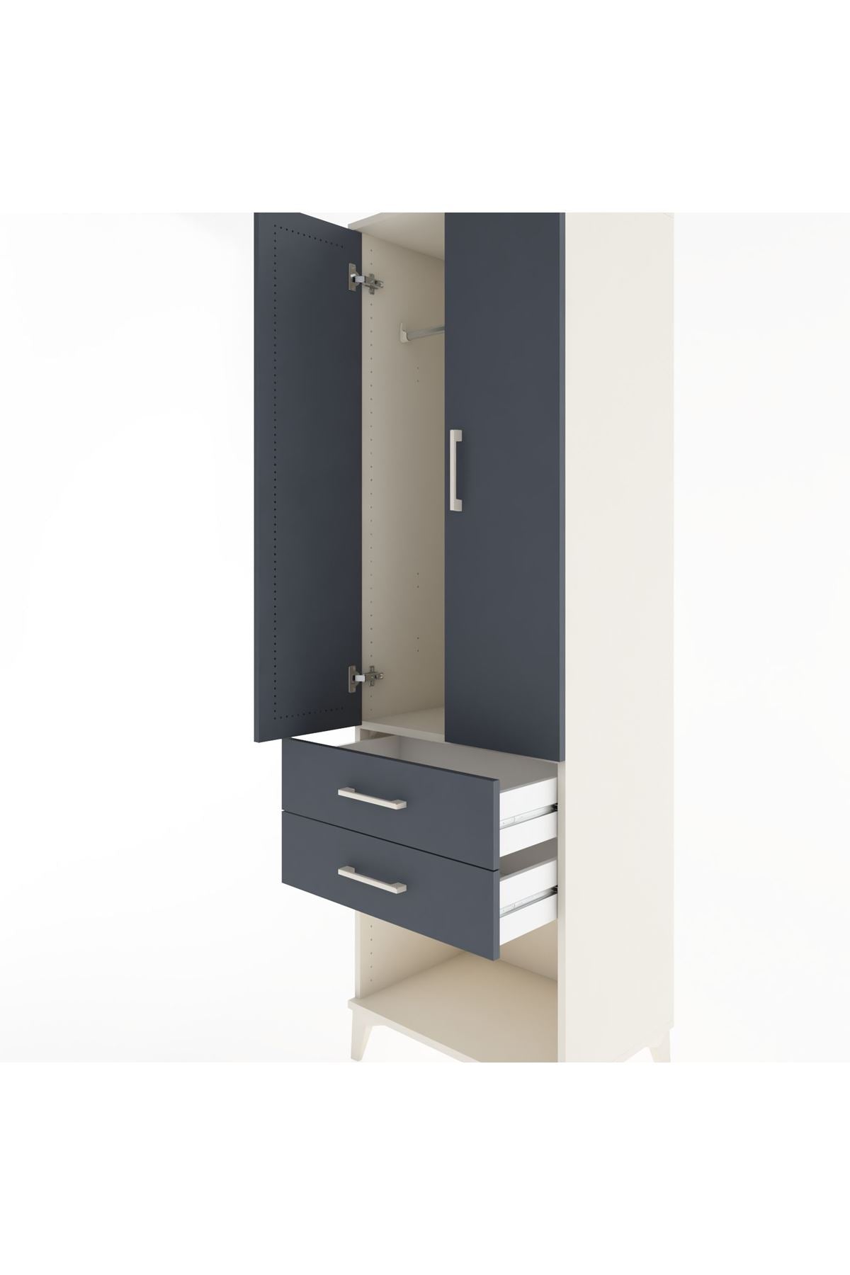Hyperion Dolap Tek Raflı 2 Çekmeceli Tek Askılı 60x44x195 - S59M109V2B