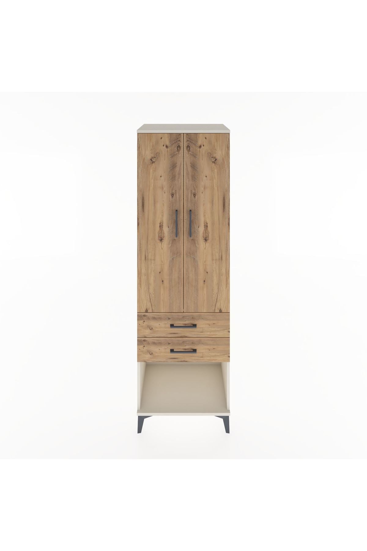Hyperion Dolap Tek Raflı 2 Çekmeceli Tek Askılı 60x44x195 - S59M109V3B