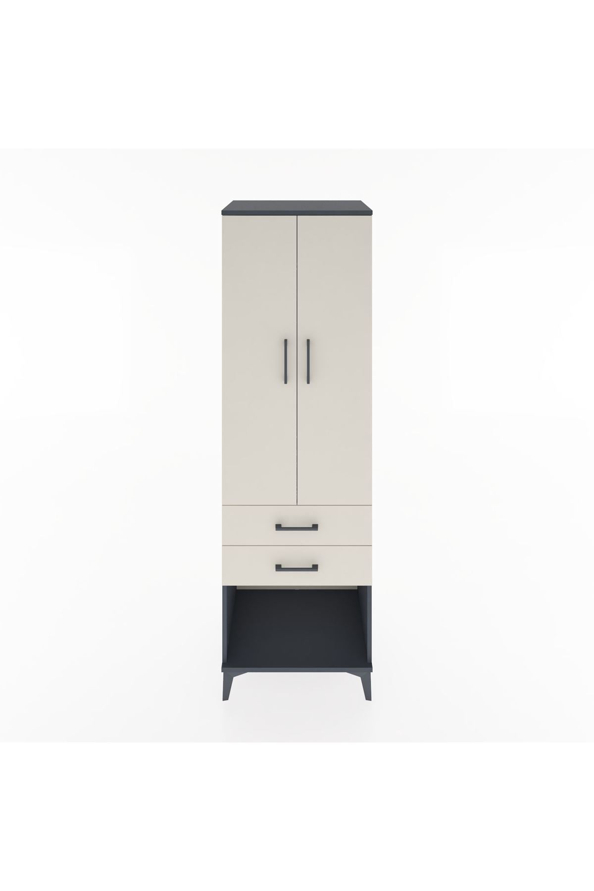 Hyperion Dolap Tek Raflı 2 Çekmeceli Tek Askılı 60x44x195 - S59M109V4B