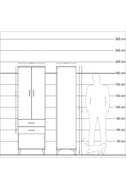 Hyperion Dolap Tek Raflı 2 Çekmeceli Tek Askılı 60x44x195 - S59M109V3B