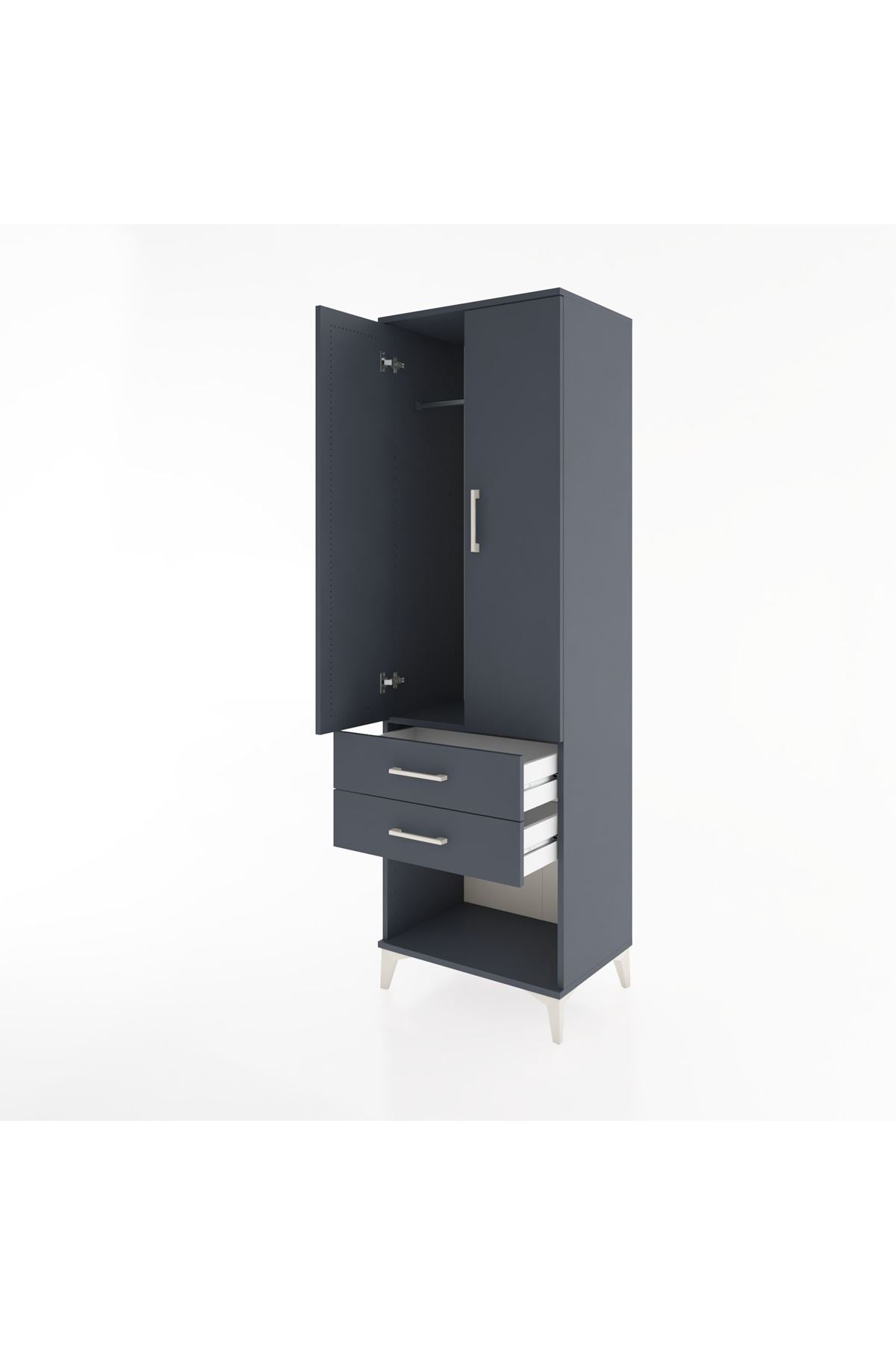 Hyperion Dolap Tek Raflı 2 Çekmeceli Tek Askılı 60x44x195 - S59M109V5B