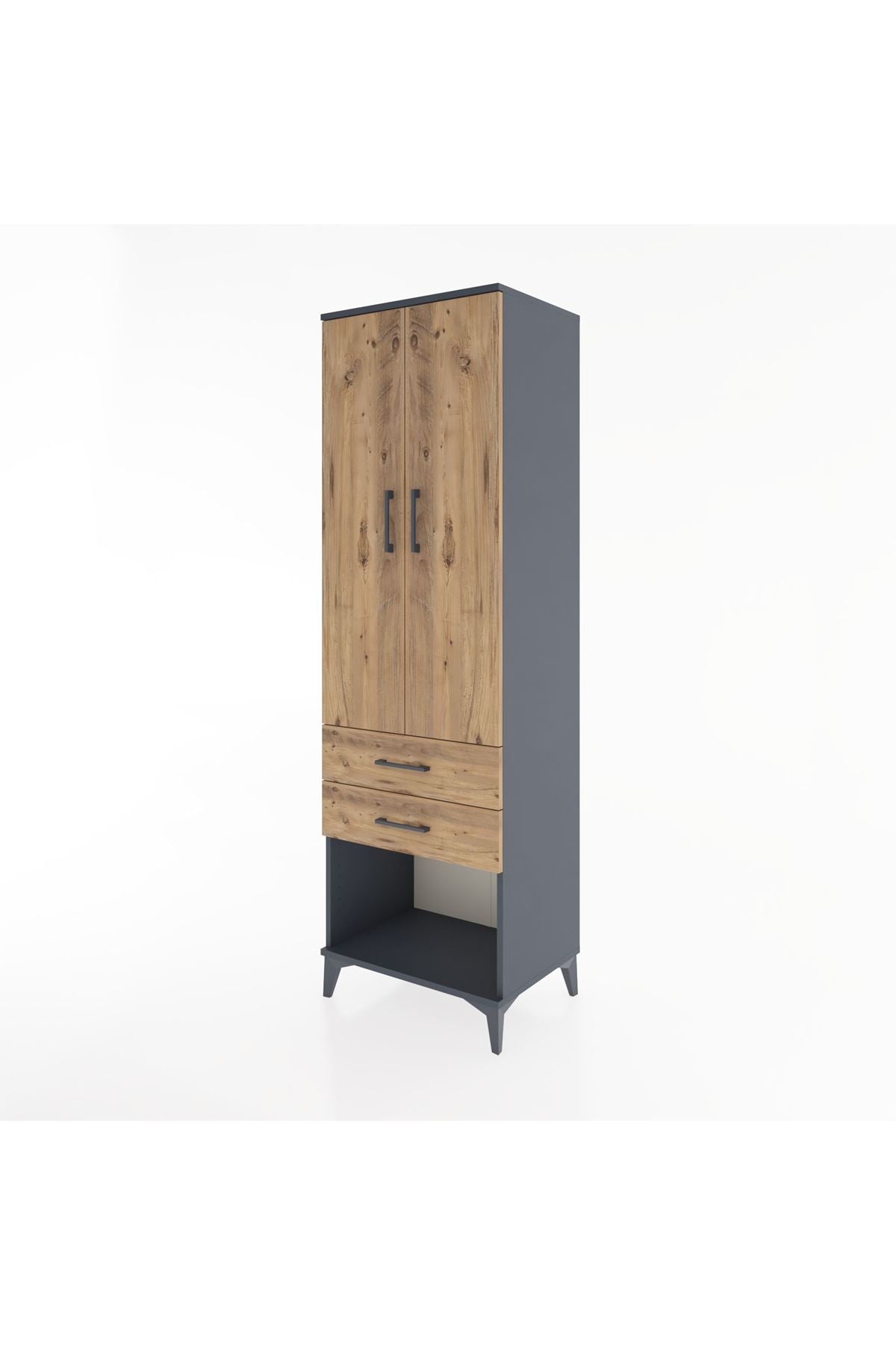 Hyperion Dolap Tek Raflı 2 Çekmeceli Tek Askılı 60x44x195 - S59M109V6B