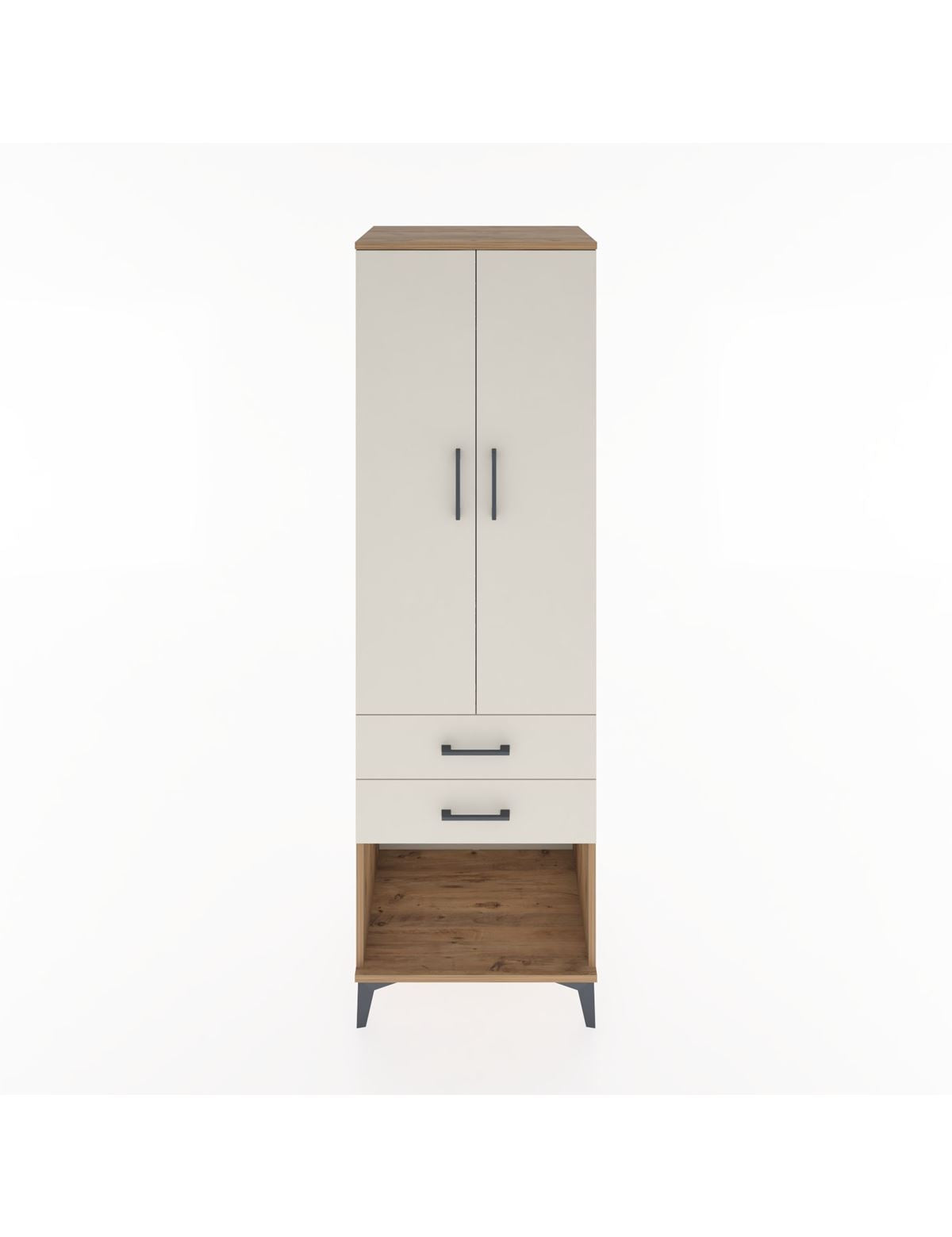 Hyperion Dolap Tek Raflı 2 Çekmeceli Tek Askılı 60x44x195 - S59M109V7B