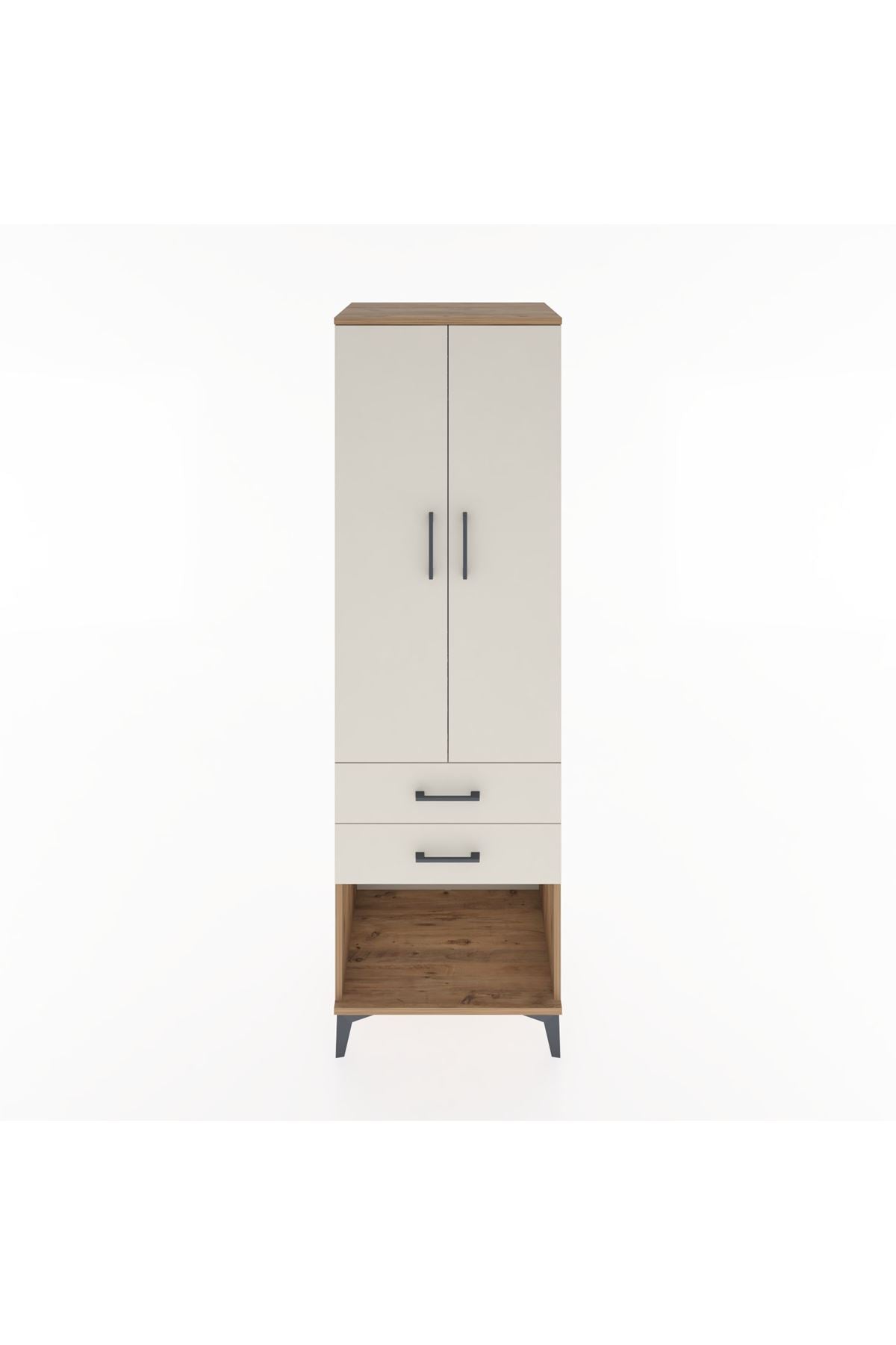 Hyperion Dolap Tek Raflı 2 Çekmeceli Tek Askılı 60x44x195 - S59M109V7B