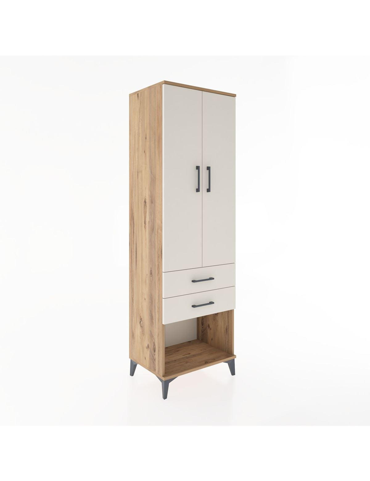 Hyperion Dolap Tek Raflı 2 Çekmeceli Tek Askılı 60x44x195 - S59M109V7B