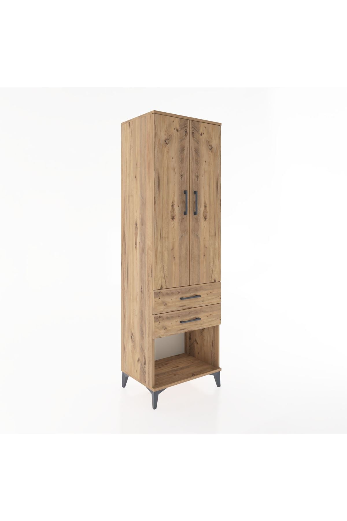 Hyperion Dolap Tek Raflı 2 Çekmeceli Tek Askılı 60x44x195 - S59M109V9B