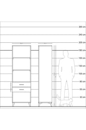 Hyperion Dolap 3 Raflı 2 Çekmeceli 60x44x195 - S59M111V3B