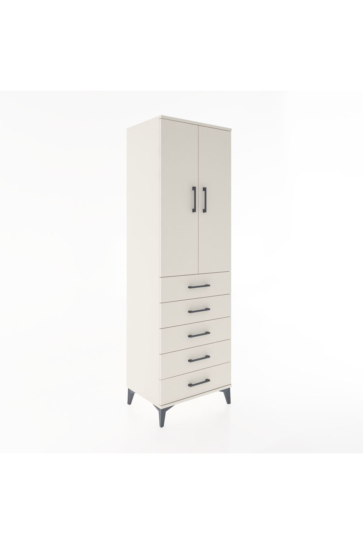 Hyperion Dolap Tek Raflı 5 Çekmeceli Tek Askılı 60x44x195 - S59M112V1B