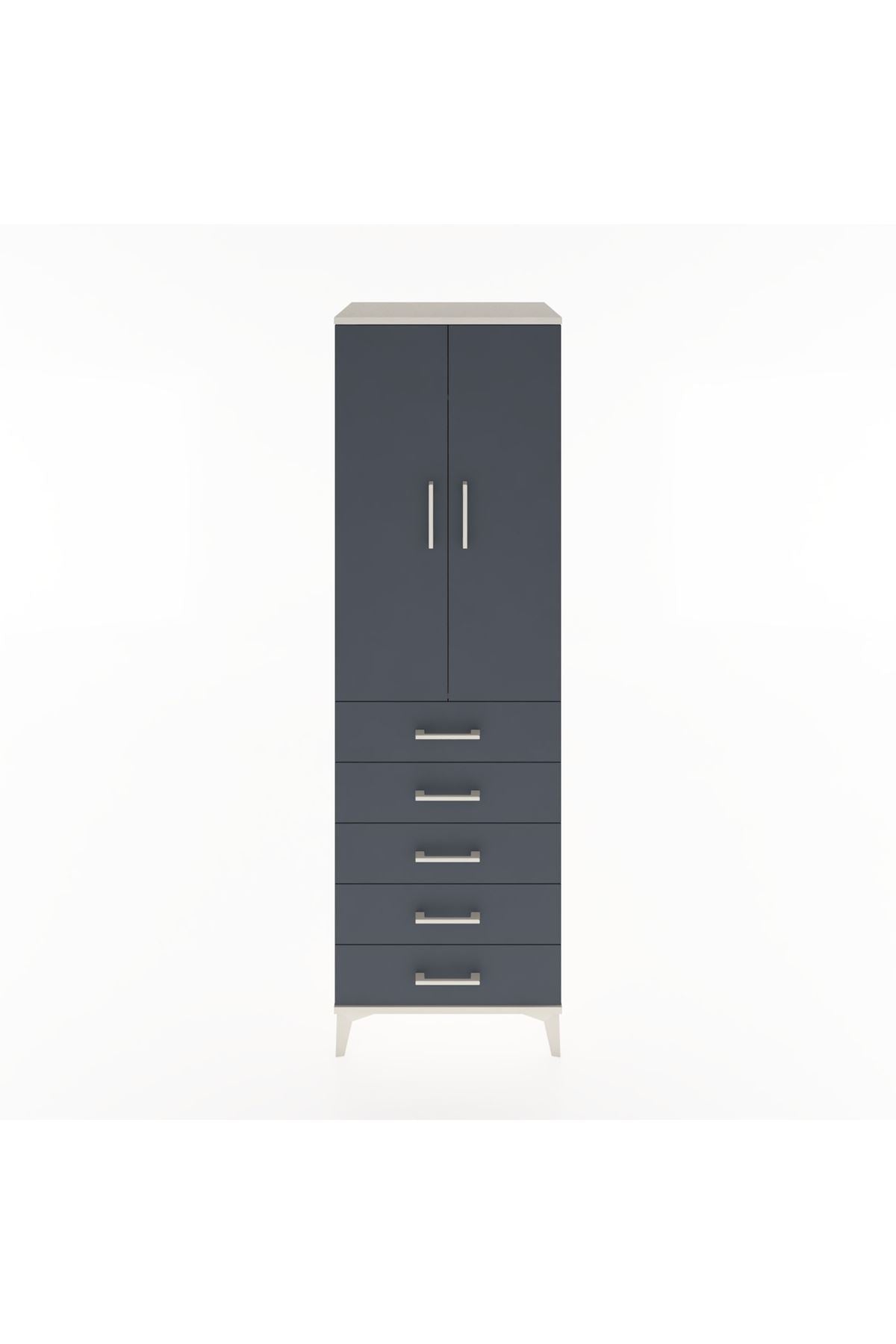 Hyperion Dolap Tek Raflı 5 Çekmeceli Tek Askılı 60x44x195 - S59M112V2B