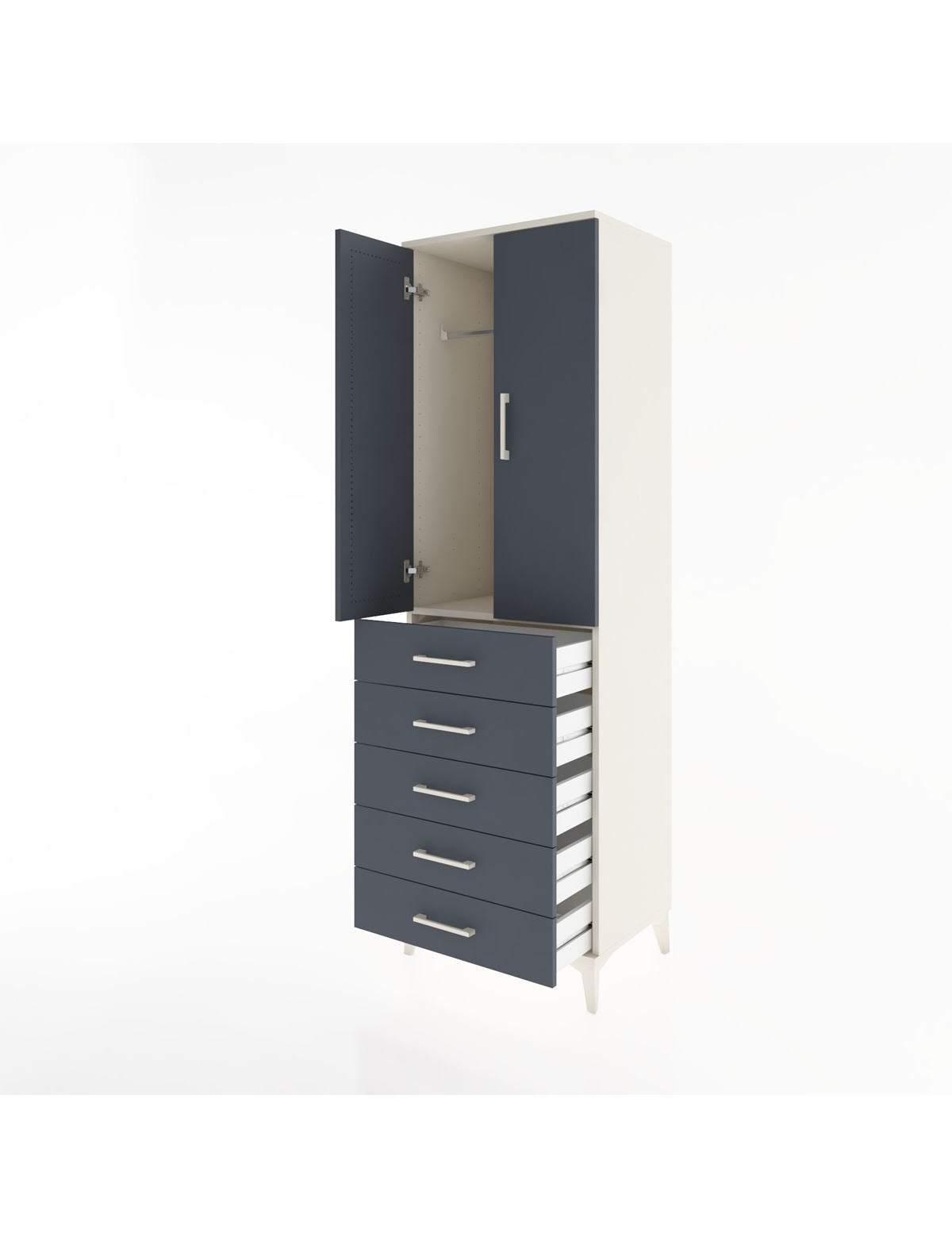 Hyperion Dolap Tek Raflı 5 Çekmeceli Tek Askılı 60x44x195 - S59M112V2B