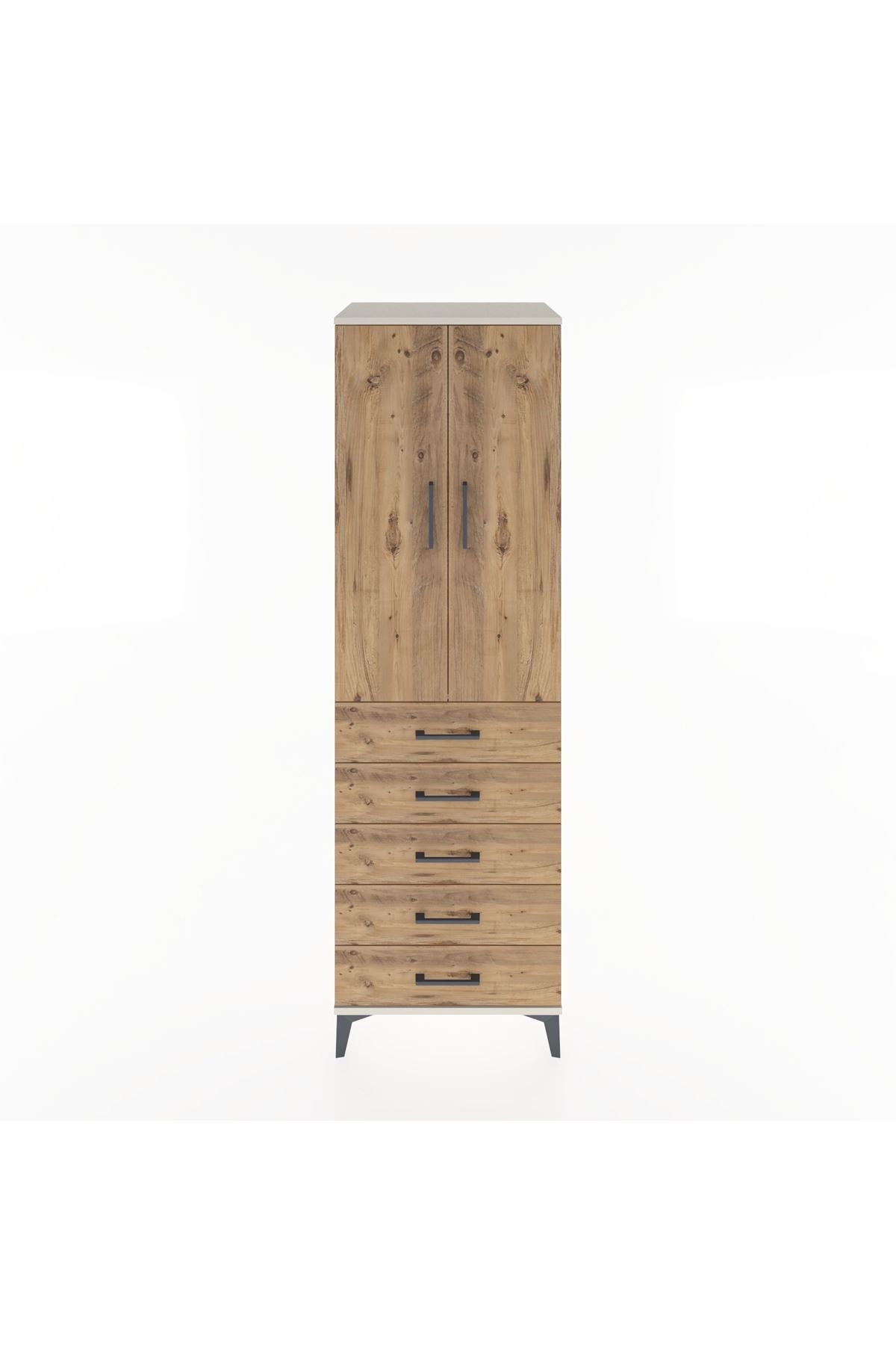 Hyperion Dolap Tek Raflı 5 Çekmeceli Tek Askılı 60x44x195 - S59M112V3B