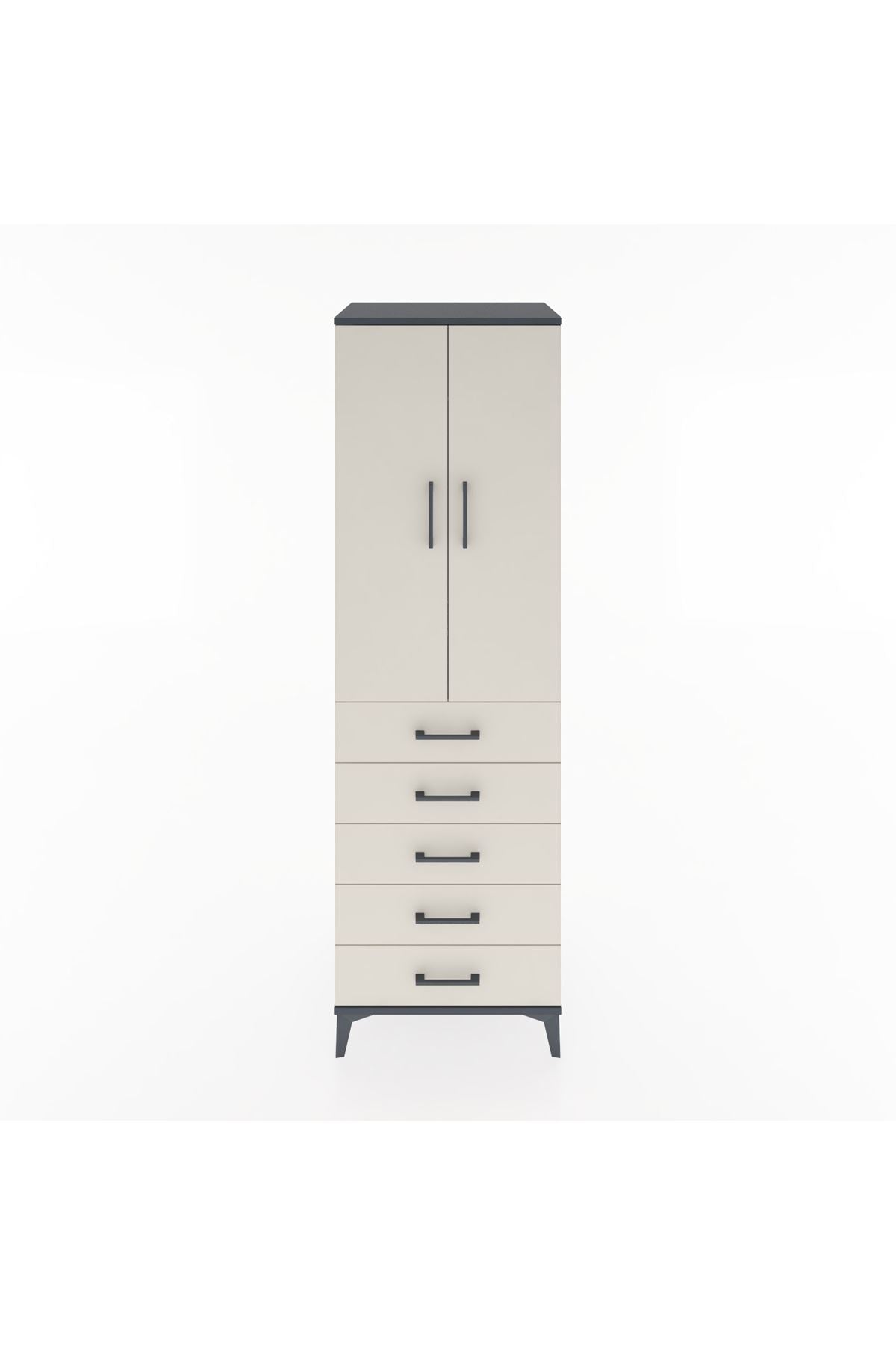 Hyperion Dolap Tek Raflı 5 Çekmeceli Tek Askılı 60x44x195 - S59M112V4B
