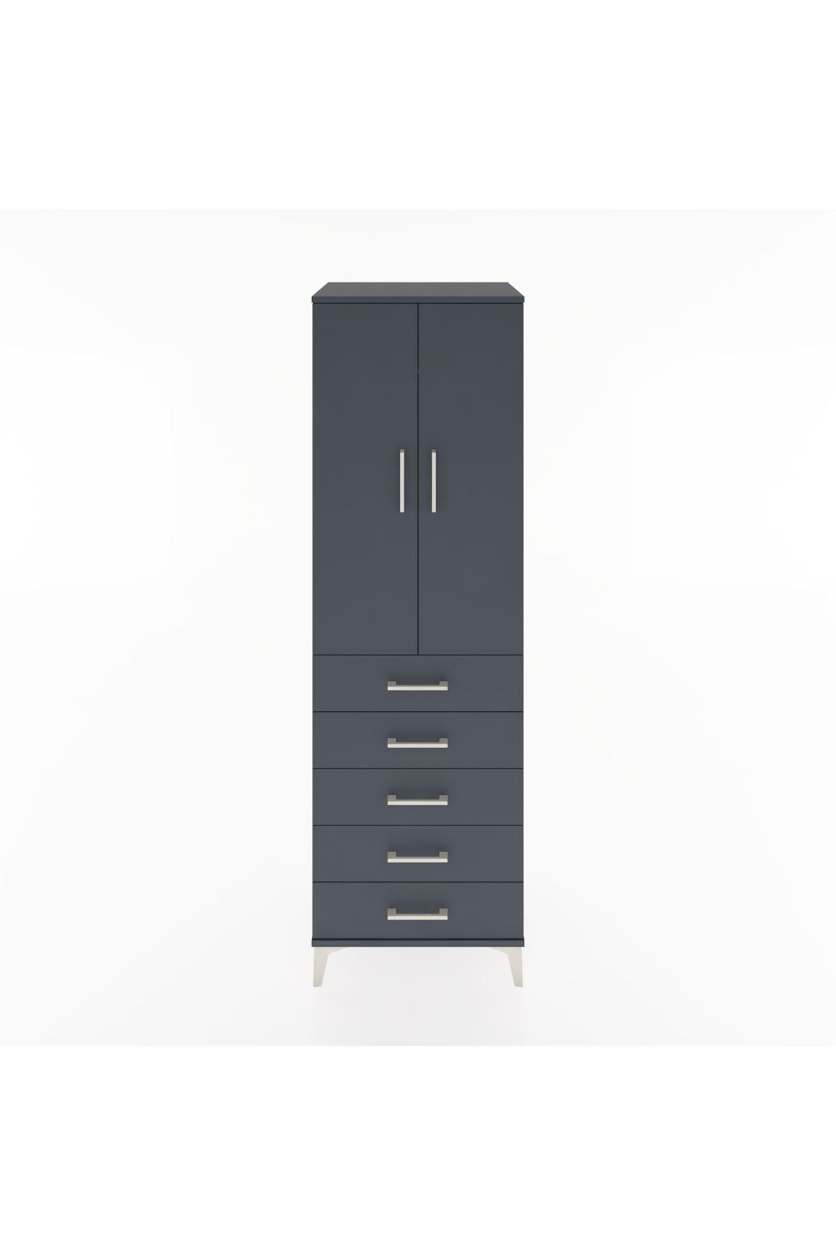 Hyperion Dolap Tek Raflı 5 Çekmeceli Tek Askılı 60x44x195 - S59M112V5B