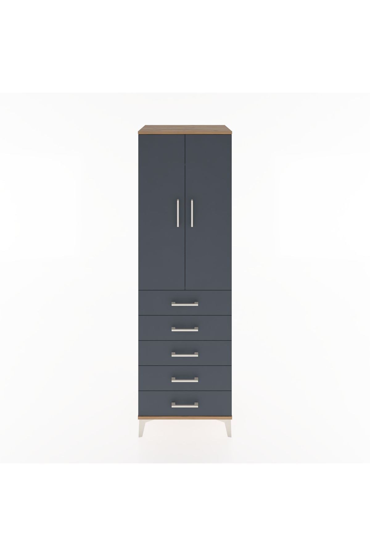Hyperion Dolap Tek Raflı 5 Çekmeceli Tek Askılı 60x44x195 - S59M112V8B