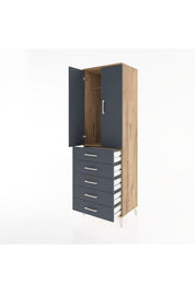 Hyperion Dolap Tek Raflı 5 Çekmeceli Tek Askılı 60x44x195 - S59M112V8B