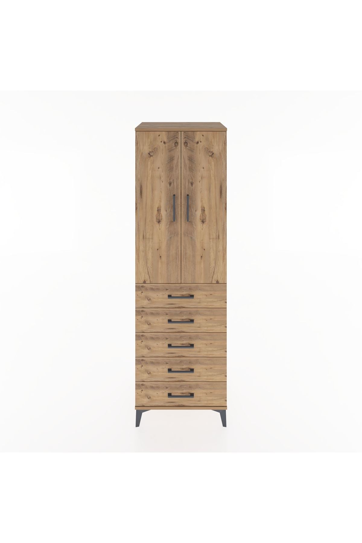 Hyperion Dolap Tek Raflı 5 Çekmeceli Tek Askılı 60x44x195 - S59M112V9B