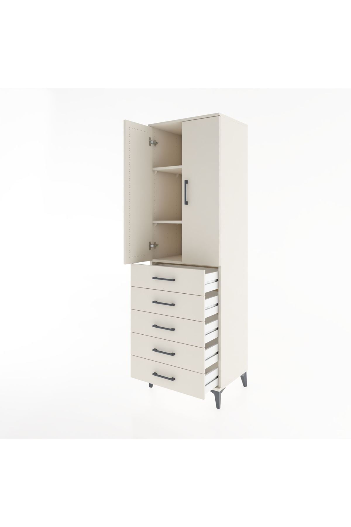 Hyperion Dolap 3 Raflı 5 Çekmeceli 2 Kapaklı 60x44x195 - S59M113V1B
