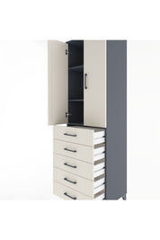 Hyperion Dolap 3 Raflı 5 Çekmeceli 2 Kapaklı 60x44x195 - S59M113V4B
