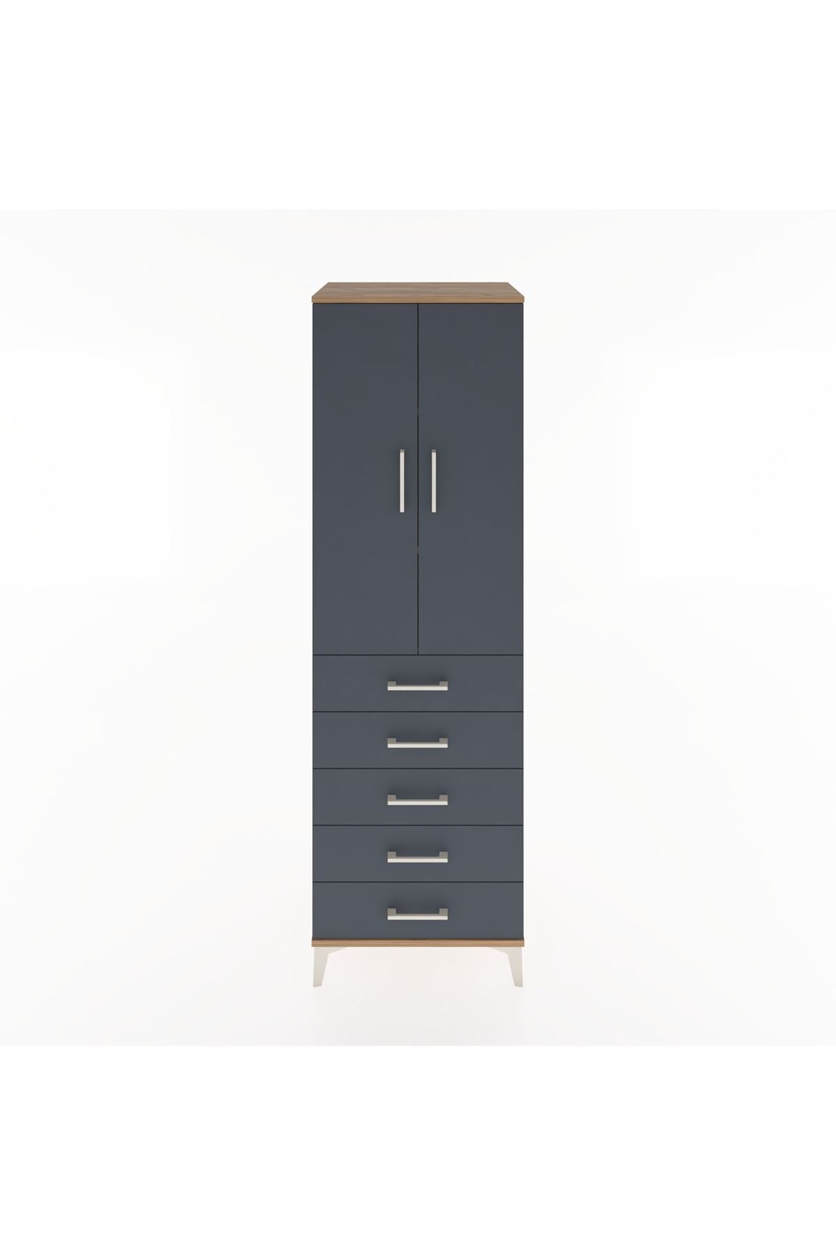 Hyperion Dolap 3 Raflı 5 Çekmeceli 2 Kapaklı 60x44x195 - S59M113V8B