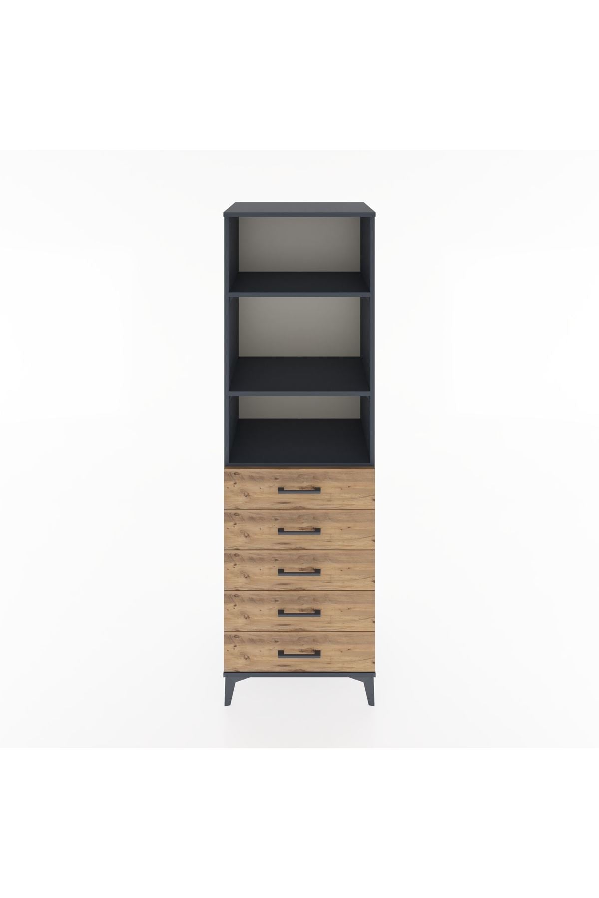 Hyperion Dolap 3 Raflı 5 Çekmeceli 60x44x195 - S59M114V6B