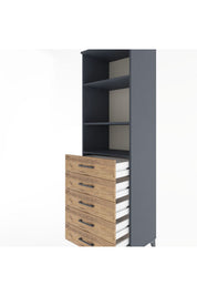 Hyperion Dolap 3 Raflı 5 Çekmeceli 60x44x195 - S59M114V6B