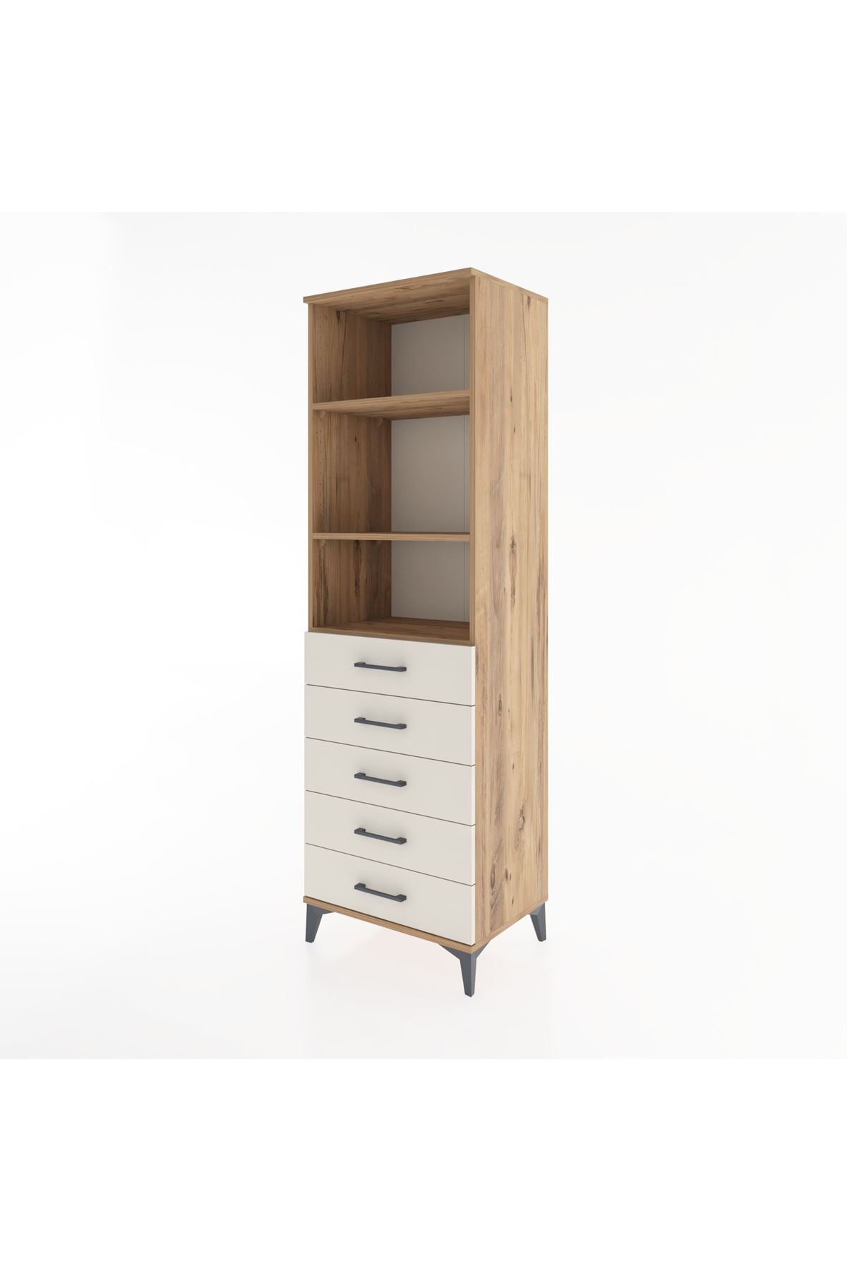 Hyperion Dolap 3 Raflı 5 Çekmeceli 60x44x195 - S59M114V7B
