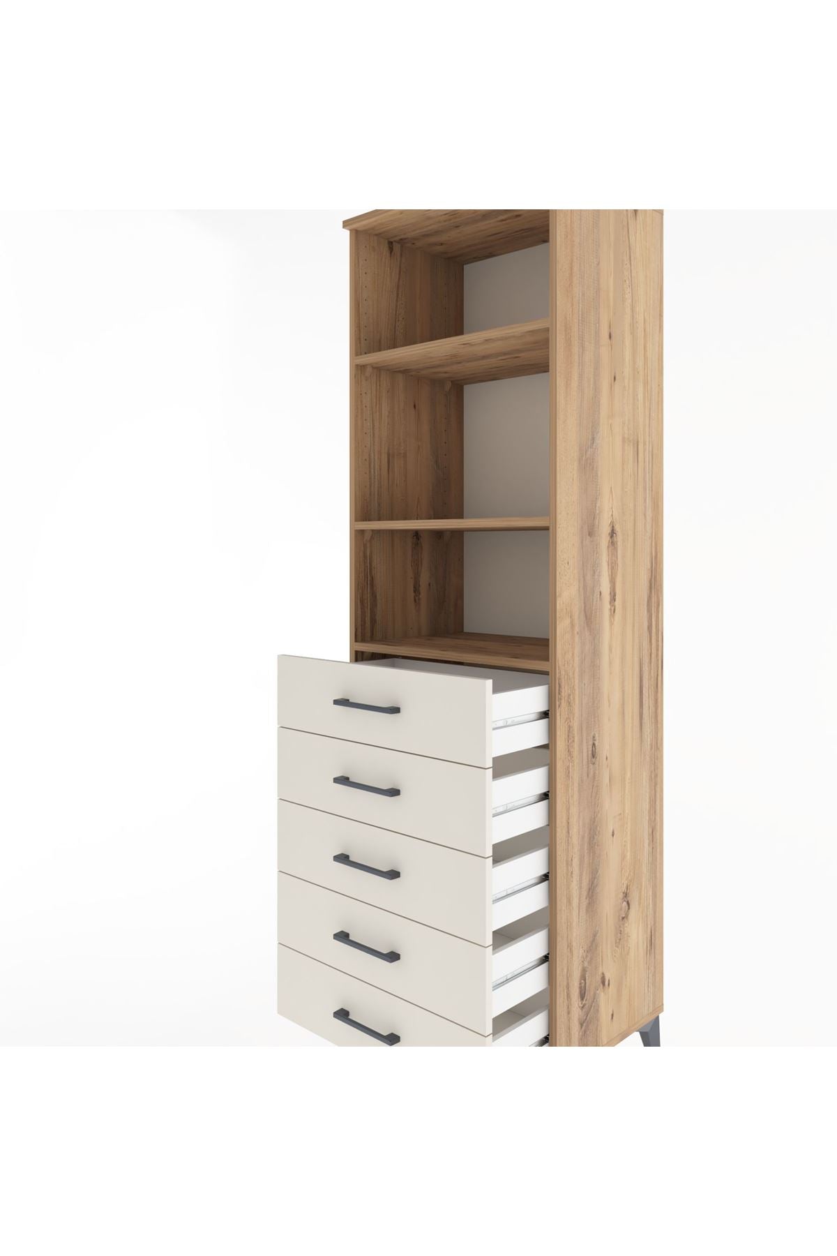 Hyperion Dolap 3 Raflı 5 Çekmeceli 60x44x195 - S59M114V7B