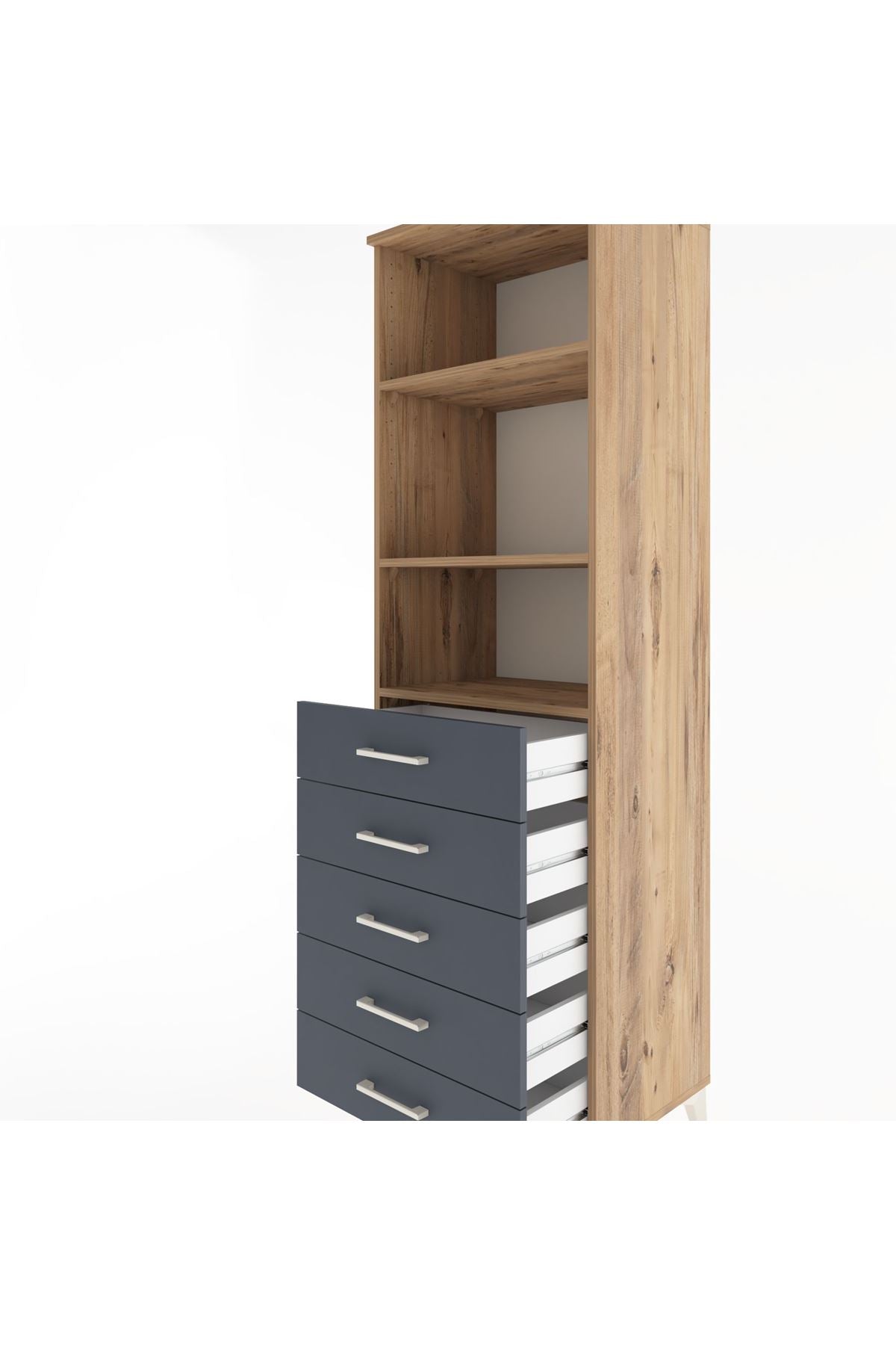 Hyperion Dolap 3 Raflı 5 Çekmeceli 60x44x195 - S59M114V8B
