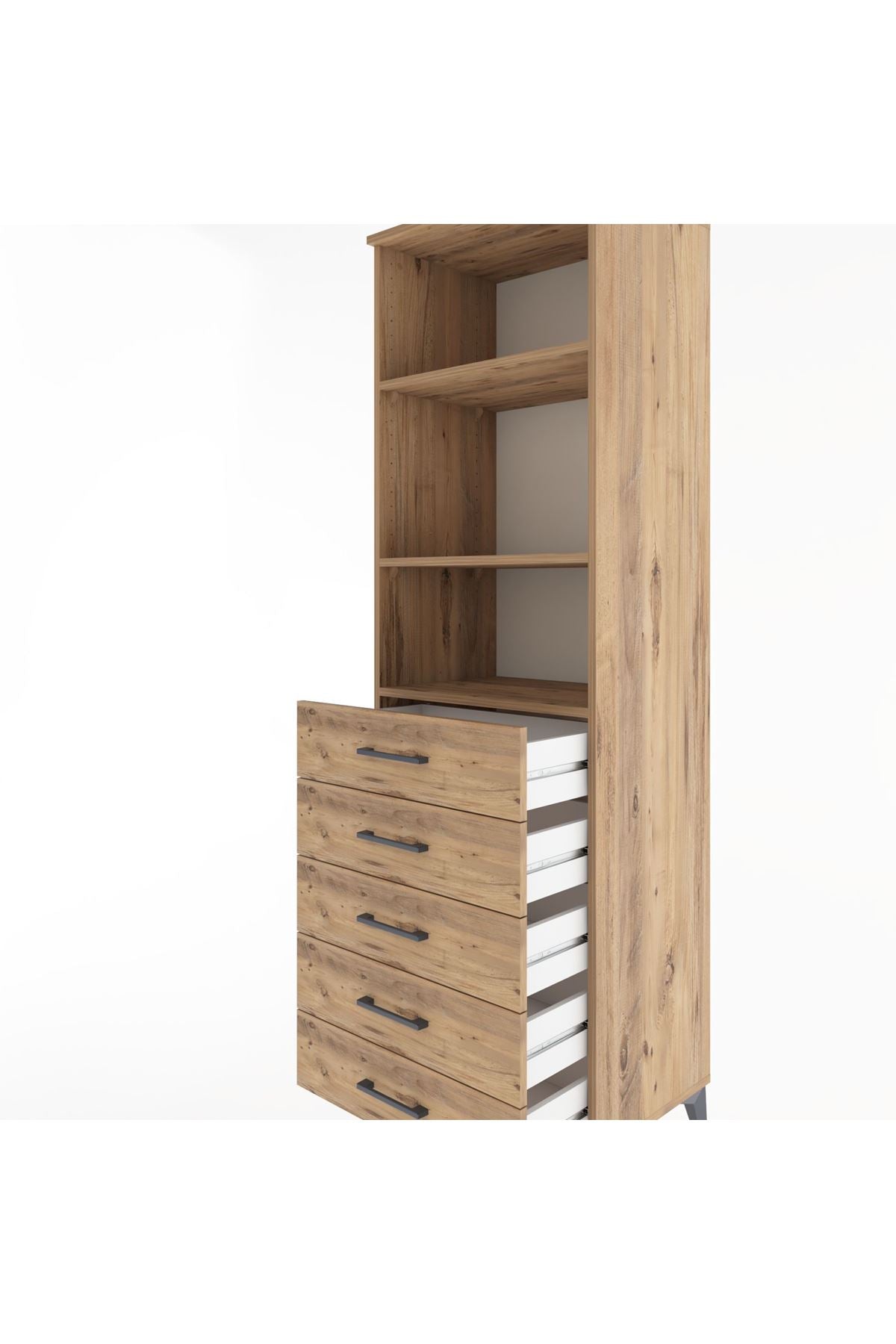 Hyperion Dolap 3 Raflı 5 Çekmeceli 60x44x195 - S59M114V9B