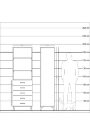Hyperion Dolap 3 Raflı 5 Çekmeceli 60x44x195 - S59M114V9B