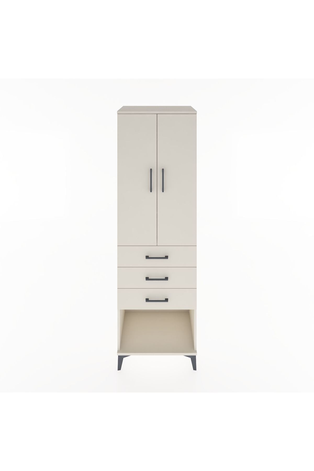 Hyperion Dolap Tek Raflı 3 Çekmeceli Tek Askılı 60x44x195 - S59M115V1B