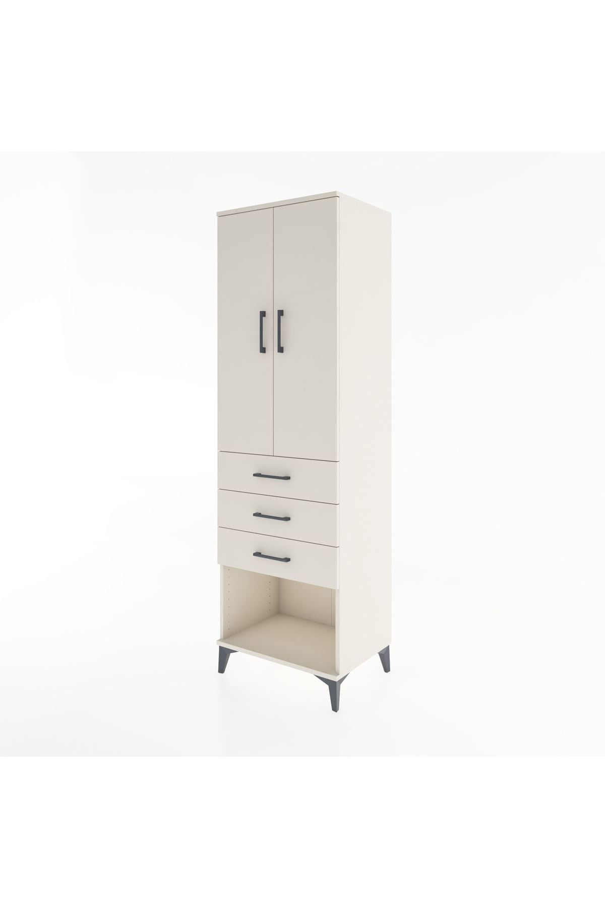 Hyperion Dolap Tek Raflı 3 Çekmeceli Tek Askılı 60x44x195 - S59M115V1B