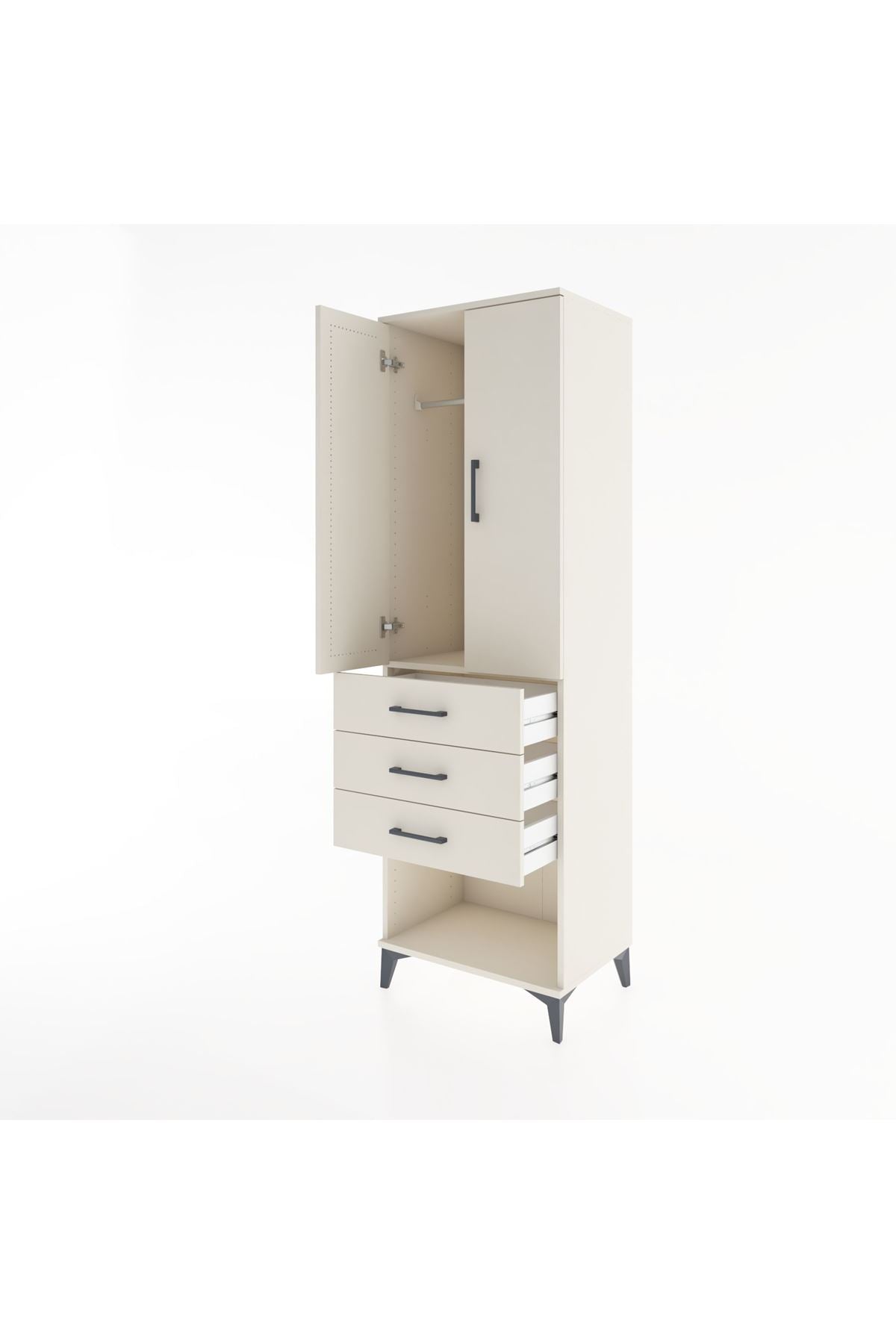 Hyperion Dolap Tek Raflı 3 Çekmeceli Tek Askılı 60x44x195 - S59M115V1B