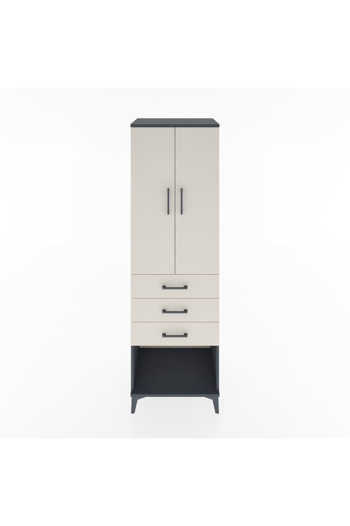 Hyperion Dolap Tek Raflı 3 Çekmeceli Tek Askılı 60x44x195 - S59M115V4B
