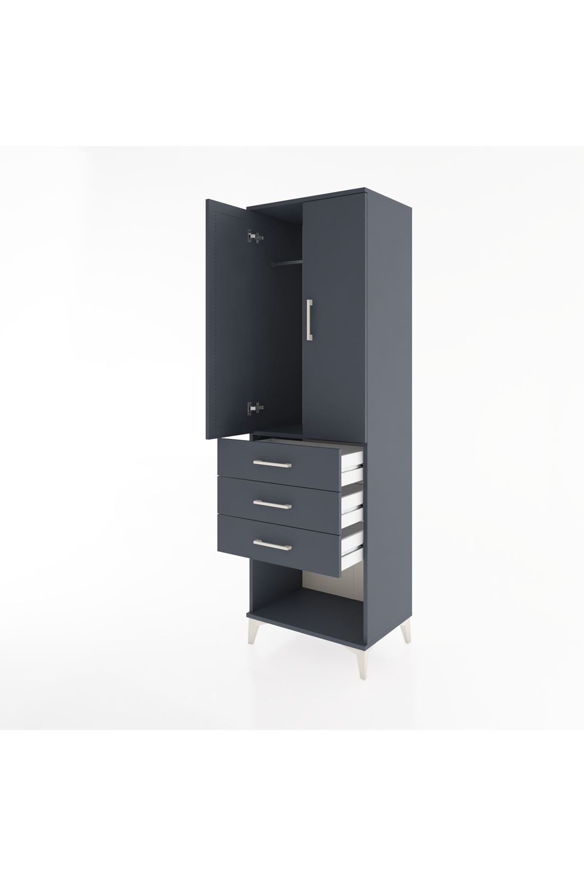 Hyperion Dolap Tek Raflı 3 Çekmeceli Tek Askılı 60x44x195 - S59M115V5B