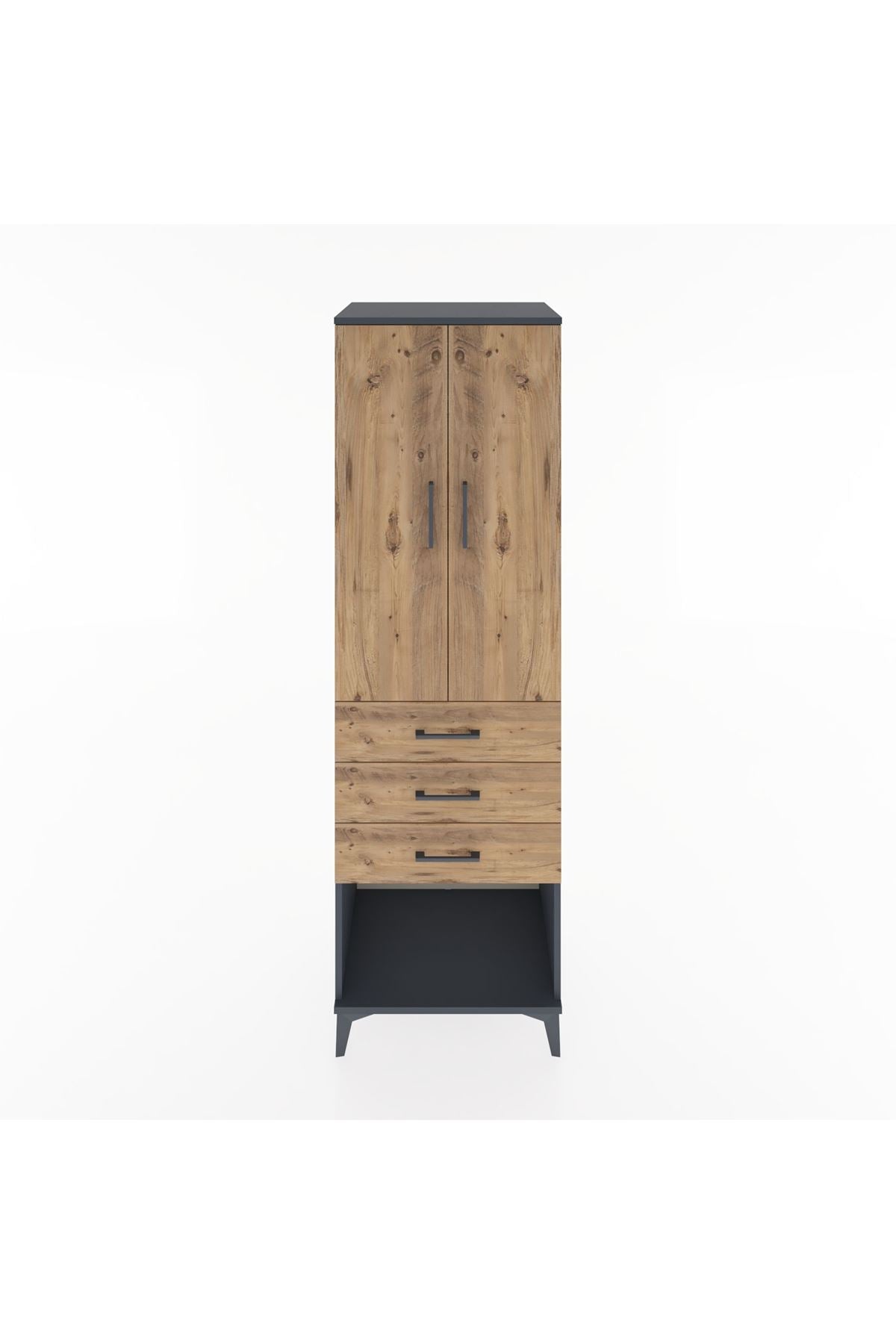 Hyperion Dolap Tek Raflı 3 Çekmeceli Tek Askılı 60x44x195 - S59M115V6B