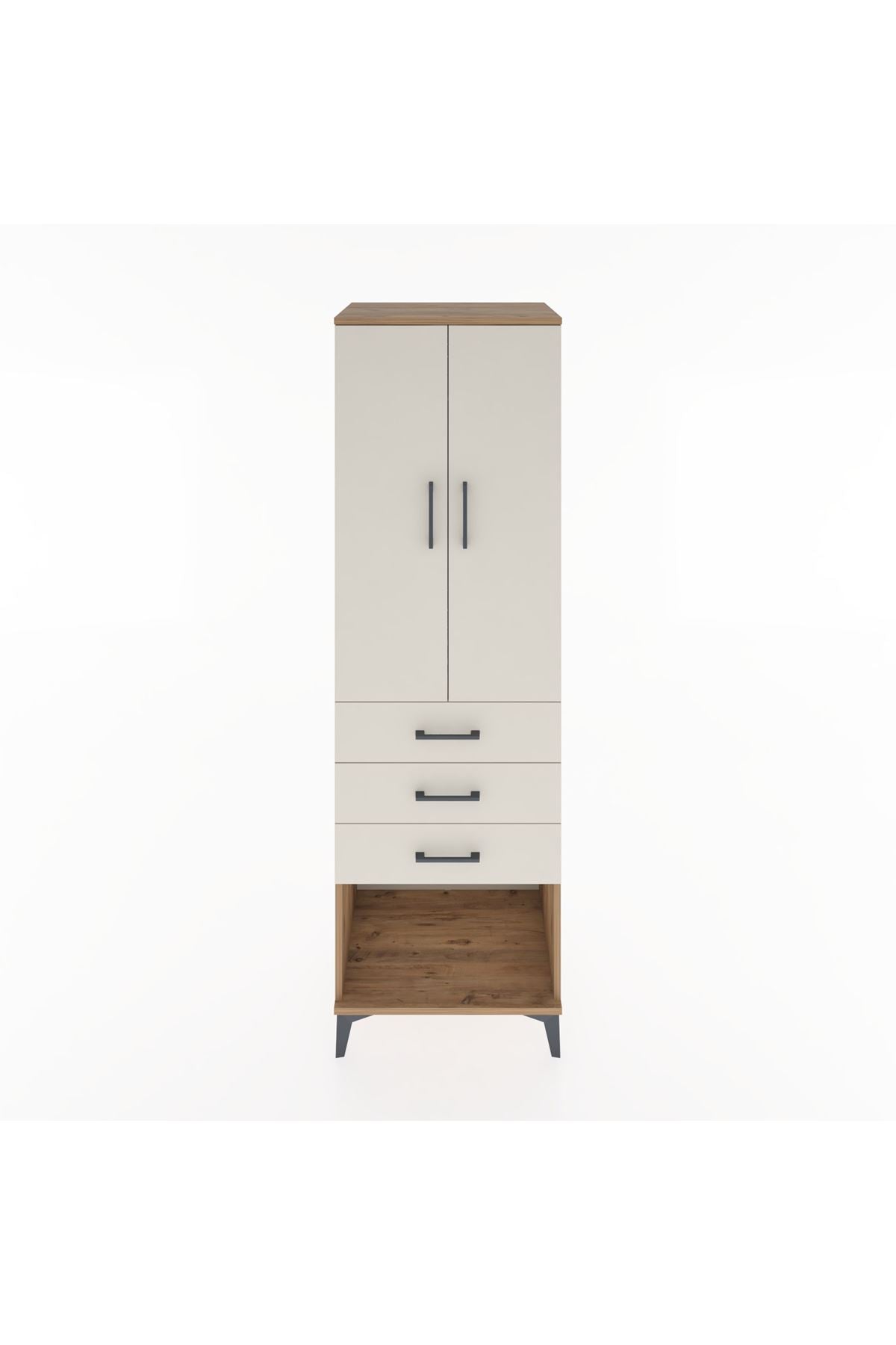 Hyperion Dolap Tek Raflı 3 Çekmeceli Tek Askılı 60x44x195 - S59M115V7B