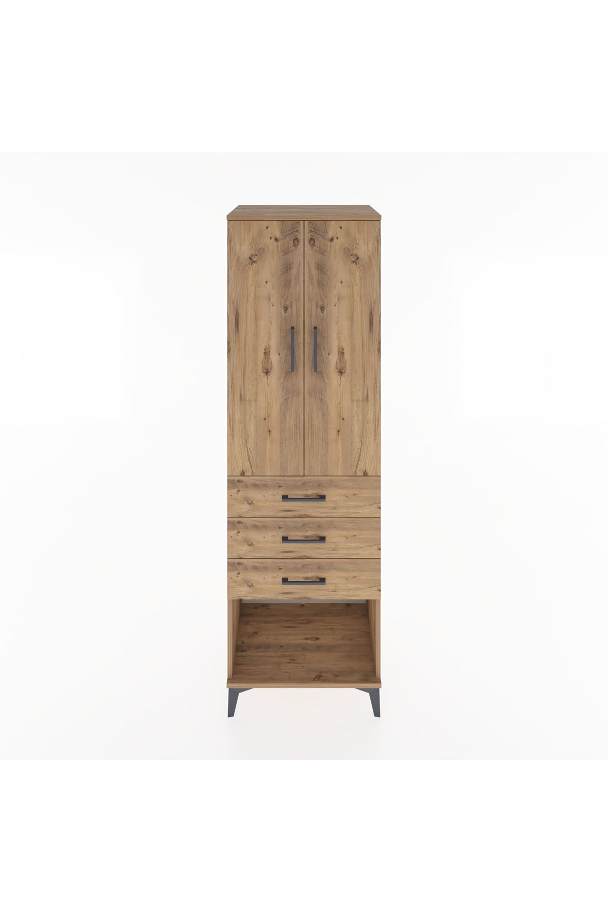 Hyperion Dolap Tek Raflı 3 Çekmeceli Tek Askılı 60x44x195 - S59M115V9B